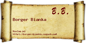 Borger Bianka névjegykártya